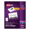Avery Magnetic Style Name Badge Kit, Horizontal, 4 x 3, White, PK24 08780